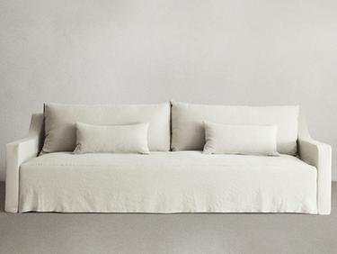 SOFA WITH REMOVABLE WASHED LINEN COVER — Oyster-white 1