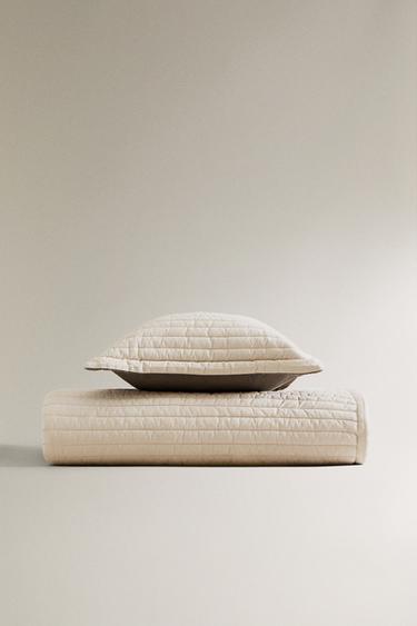 CHILDREN'S REVERSIBLE STRIPED QUILT - Grey / Beige by Zara - Image 0