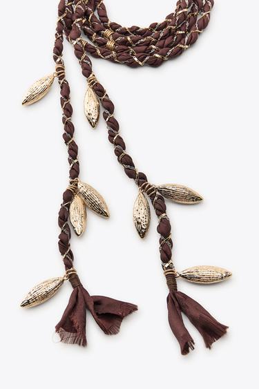 WOVEN BELT WITH METAL PIECES - Brown by Zara - Image 2
