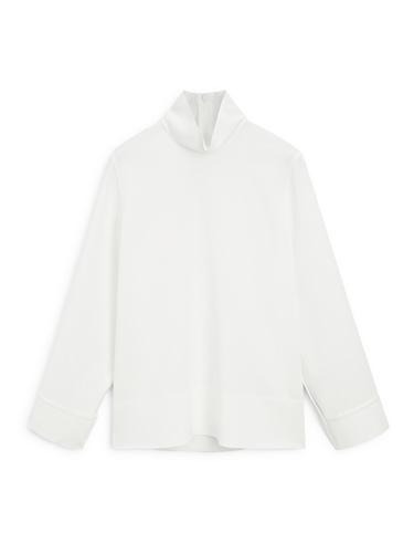 Zara High neck blouse with hem detail - White