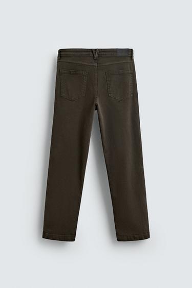 Zara STRAIGHT FIT PANTS - Brown