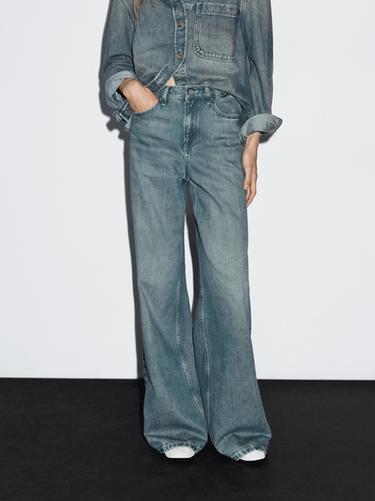 Zara High-waist wide-leg jeans - Aquamarine - Image 0