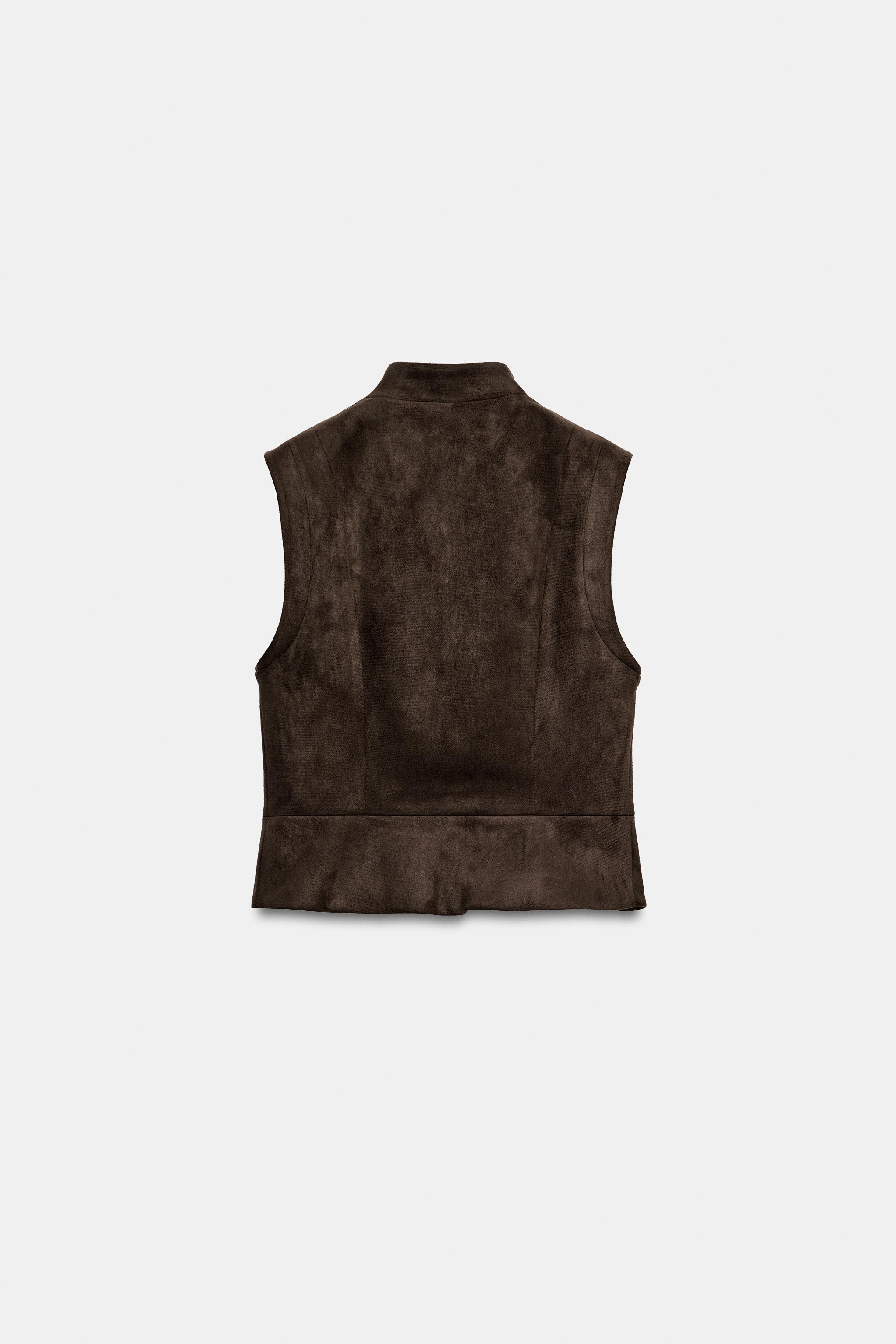 Zara FAUX SUEDE FROG FASTENING VEST — фото 9