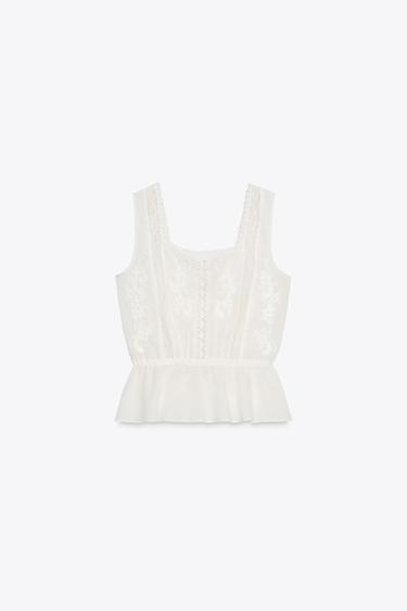 TOP LINGERIE DENTELLE ZW COLLECTION - Écru de Zara - Image 5