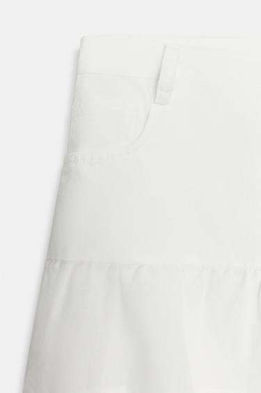 JUPE EN LIN AVEC VOLANTS - Blanc cassé de Zara - Image 5