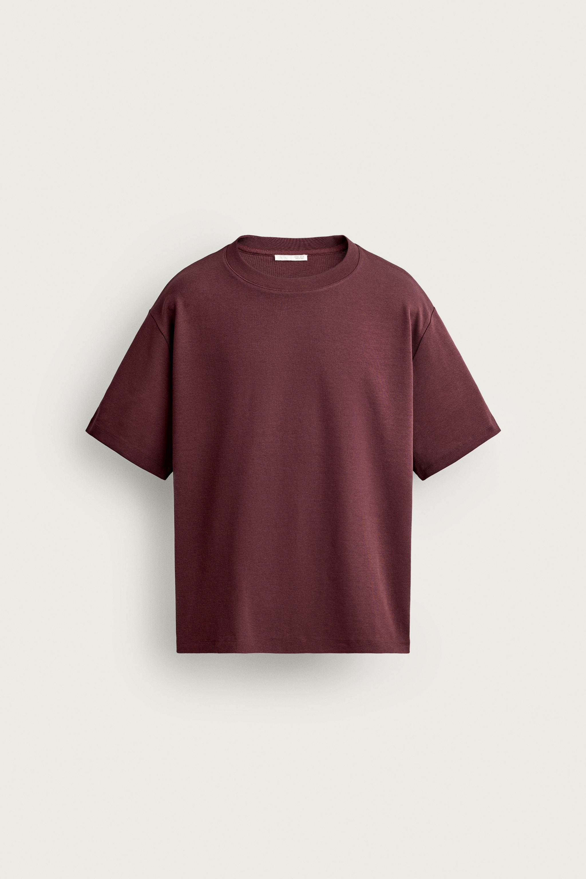 Мужские футболки Zara COMPACT RIBBED RELAXED-FIT T-SHIRT — фото 7