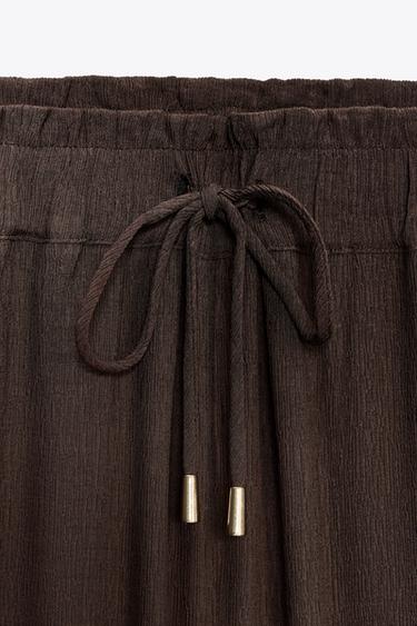 PANTALÓN ANCHO BAMBULA - Marrón de Zara
