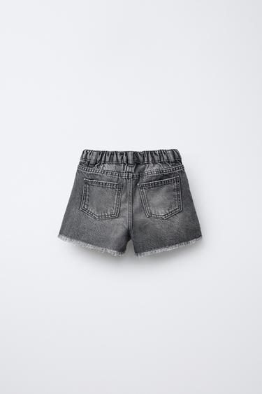 BERMUDA EN DENIM DÉCHIRÉ - Gris de Zara - Image 1