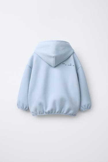 FLEECE-LINED HOODIE WITH LOGO - Blue by Zara - Image 1
