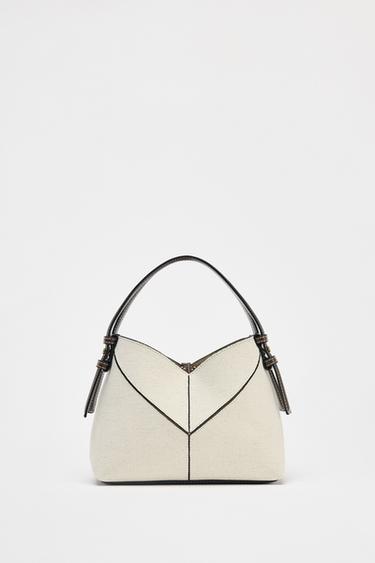 MINI SAC SHOPPER CANVAS CONTRASTE - Écru de Zara