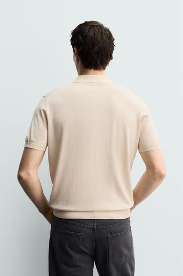 POLO REGULAR FIT EN COTON ET EN LIN - Écru de Zara - Image 2