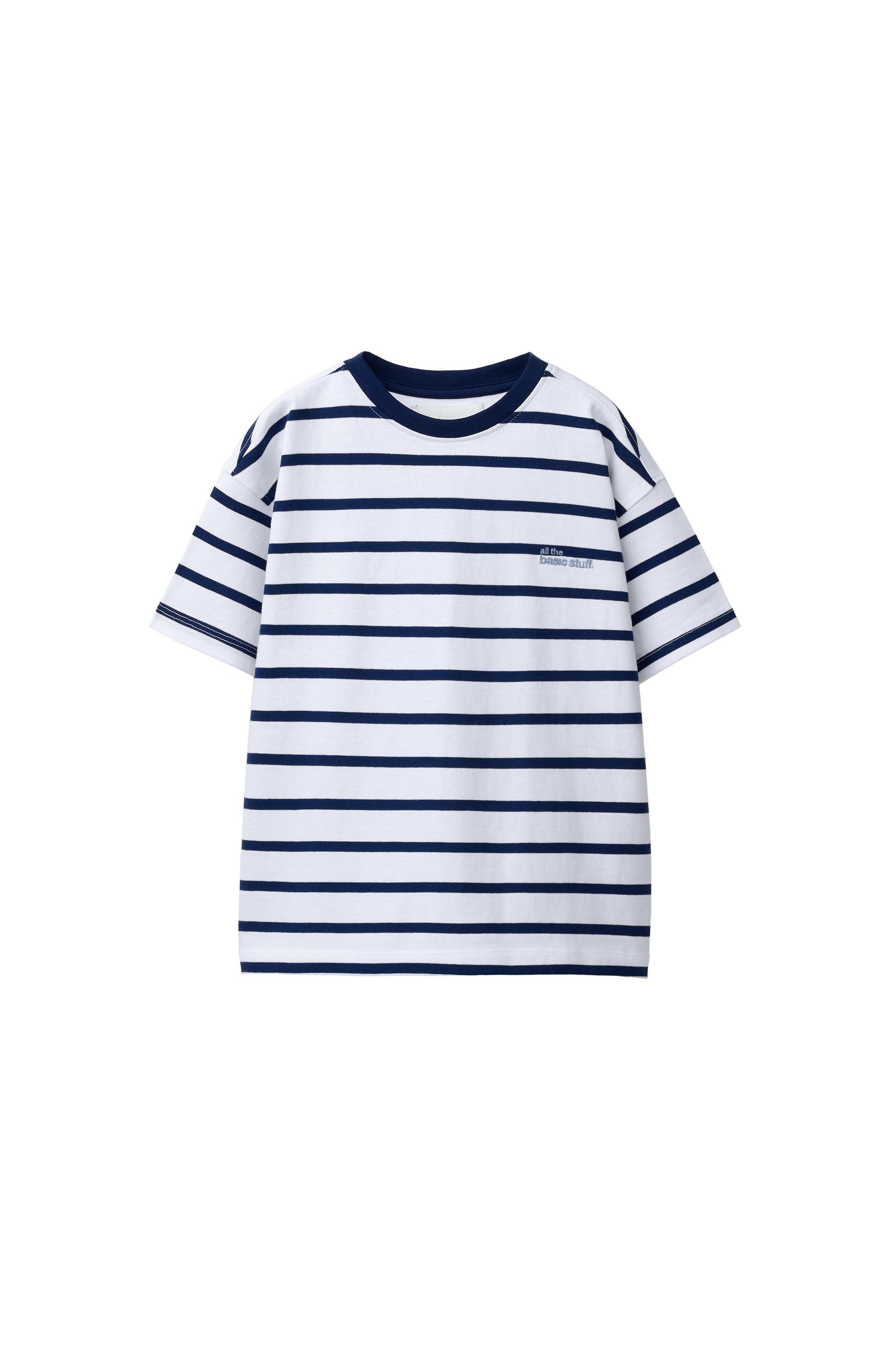 HEAVYWEIGHT STRIPED TEXT T-SHIRT