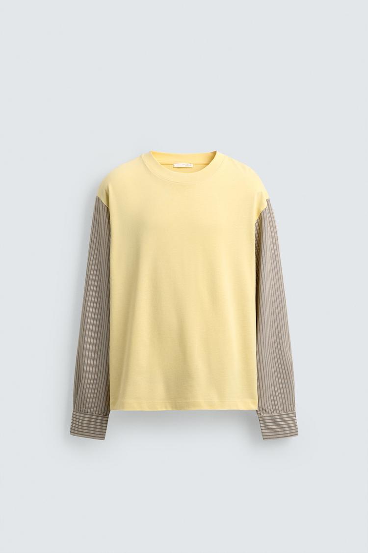ZARA RELAXED FIT T-SHIRT WITH CONTRAST SLEEVES