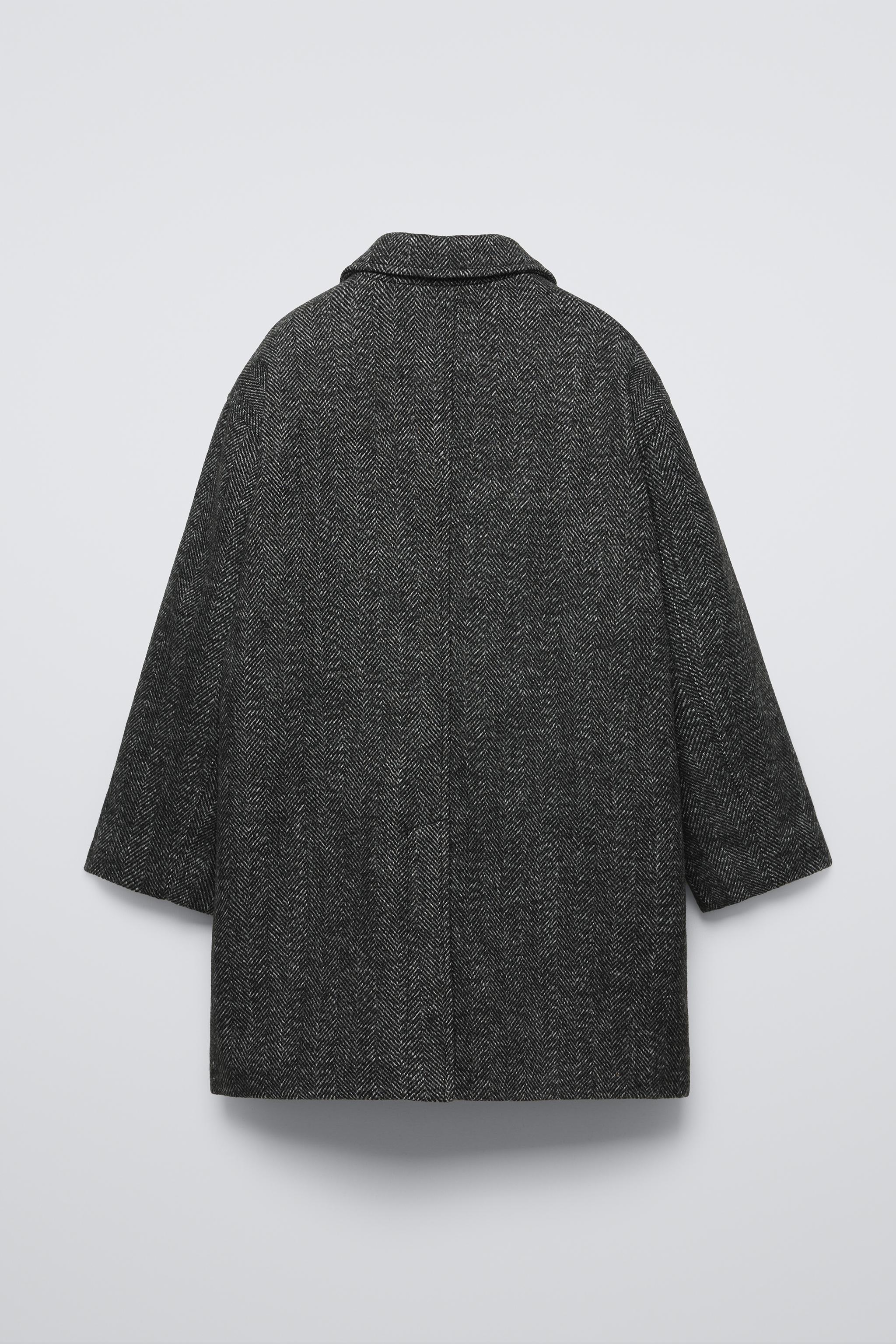 LONG HERRINGBONE COAT Anthracite grey ZARA Canada