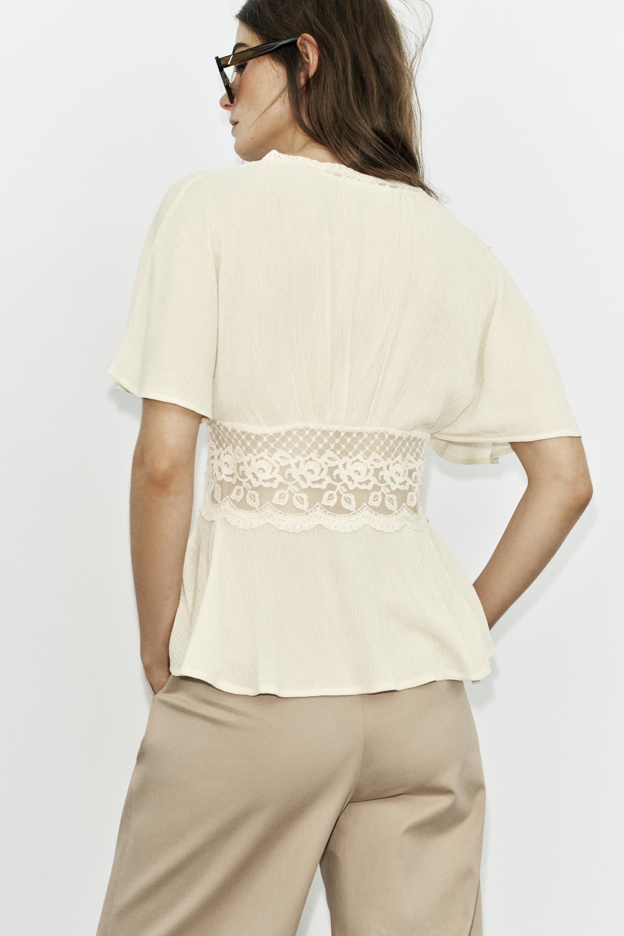 Женские топы Zara LACE COMBINATION TOP — фото 4