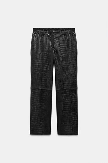 ZW COLLECTION LIMITED EDITION CROC LEATHER TROUSERS - Black by Zara - Image 8