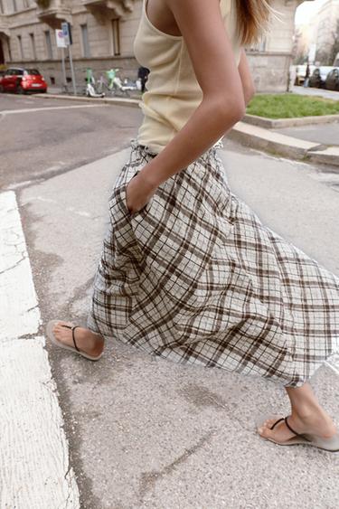JUPE MI-LONGUE À CARREAUX - Multicolore de Zara - Image 5
