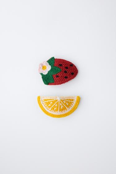 TWO-PACK OF CROCHET FRUIT HAIR CLIPS - Red by Zara