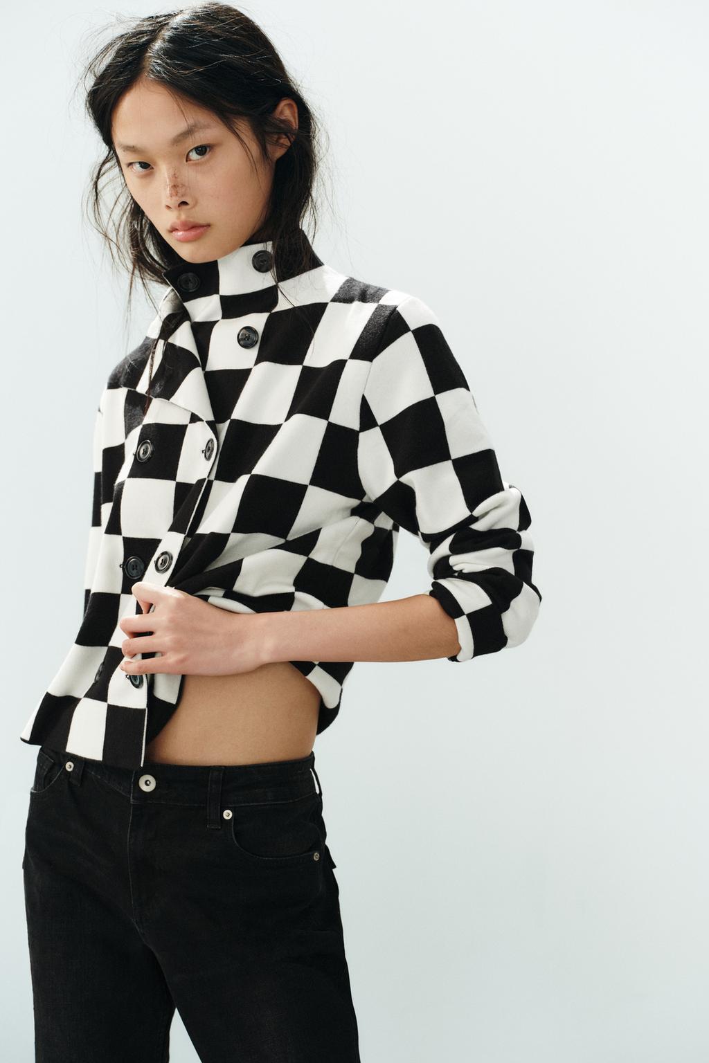 CHECK KNIT JACKET
