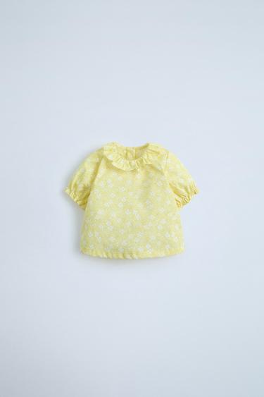 CAMISA POPELÍN FLORES - Amarillo de Zara - Imagen 0