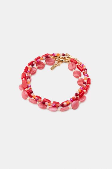 PACK OF 3 BEADED ANKLE BRACELETS - Red by Zara