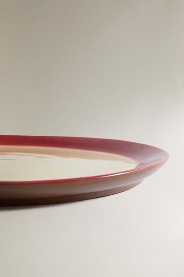 STONEWARE DINNER PLATE WITH RIM - Red by Zara - Image 3
