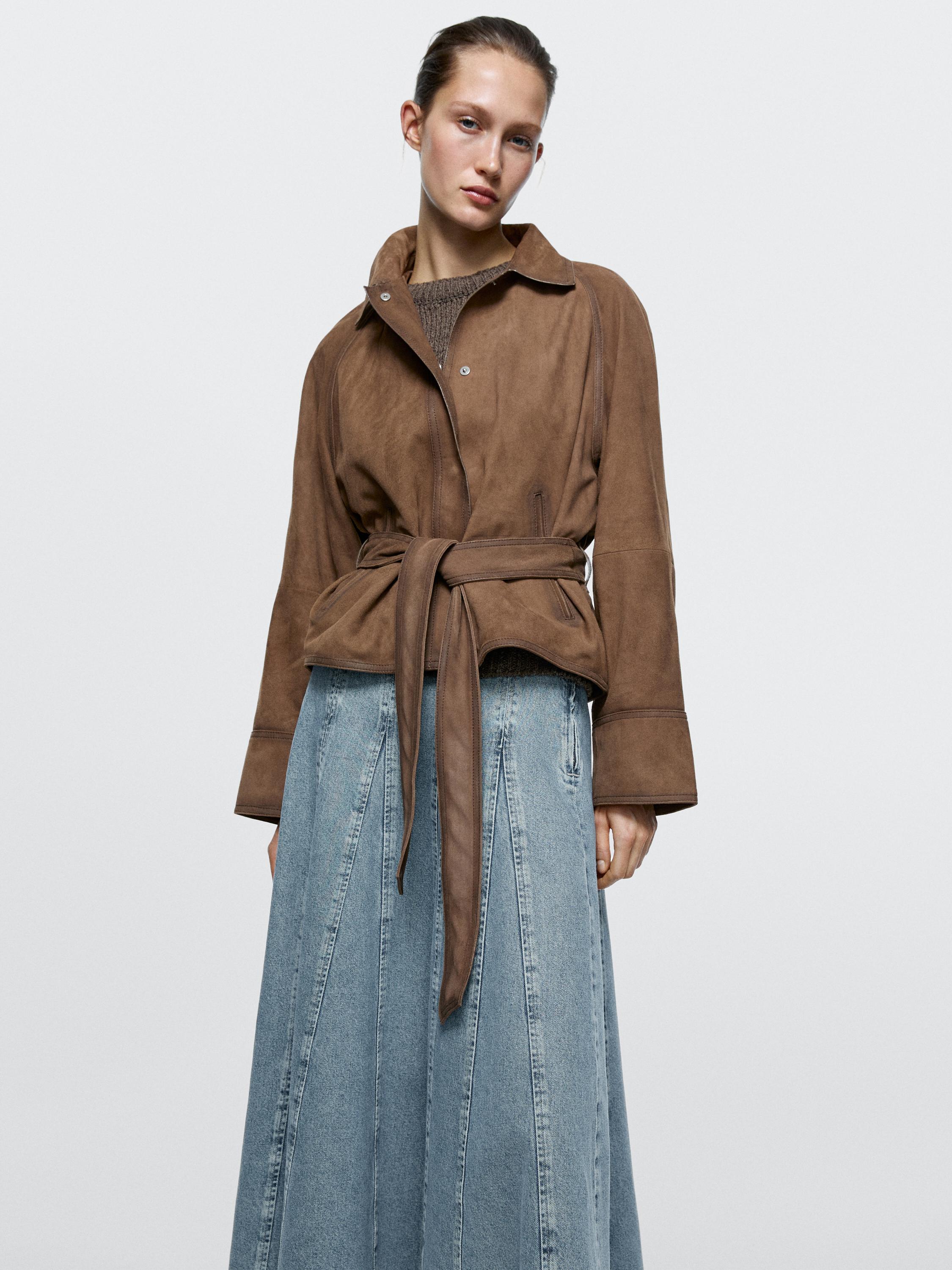 Denim godet midi skirt