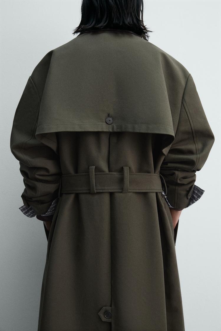 ZARA CONTRAST COLLAR TRENCH COAT