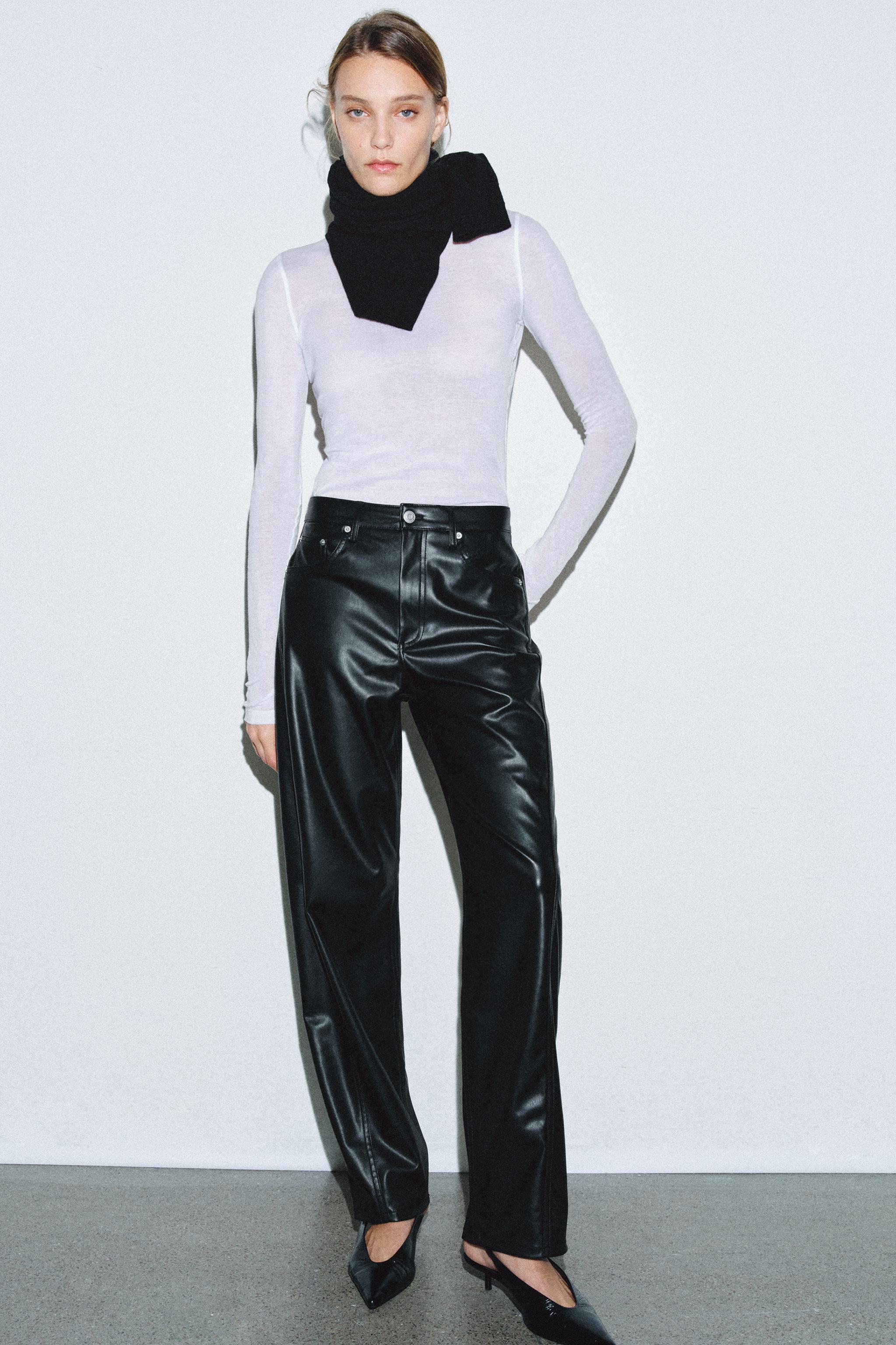 PANTALON ANKLE RELAXED EN MATIÈRE SYNTHÉTIQUE ZW COLLECTION