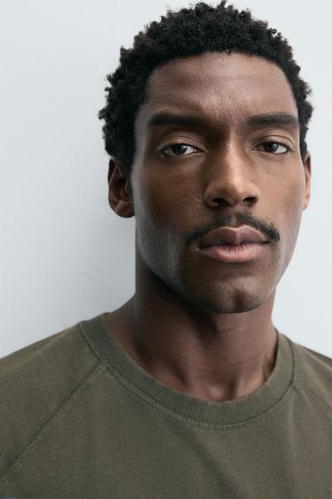Zara RELAXED FIT WASHED T-SHIRT - Washed green