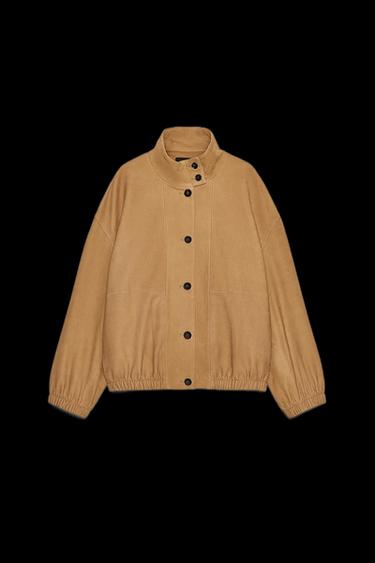 CAZADORA BOMBER PIEL ZW COLLECTION LIMITED EDITION - Camel medio de Zara
