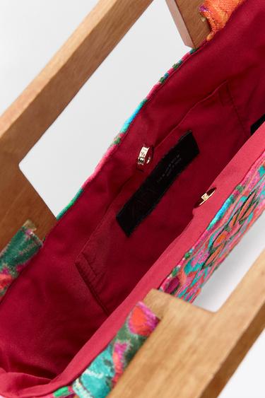 EMBROIDERED FLORAL BAG - Fuchsia by Zara - Image 4