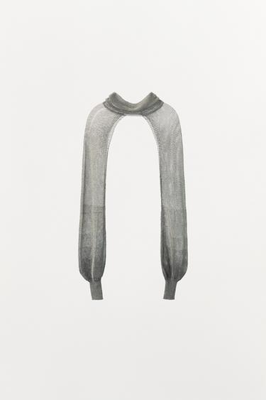 Zara METALLIC THREAD MESH ARM WARMERS - LIMITED EDITION - Silver