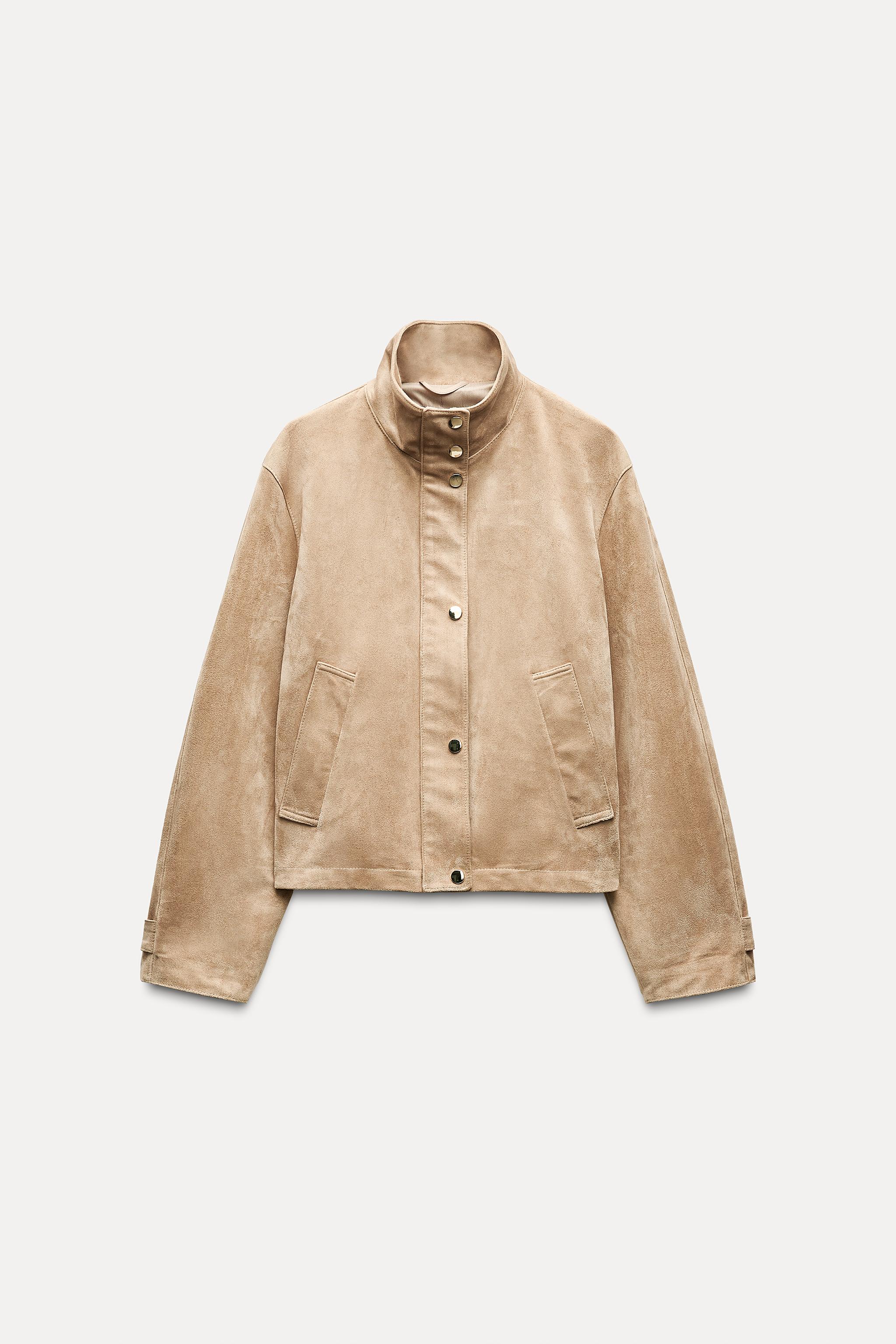 Brown suede fashion jacket zara