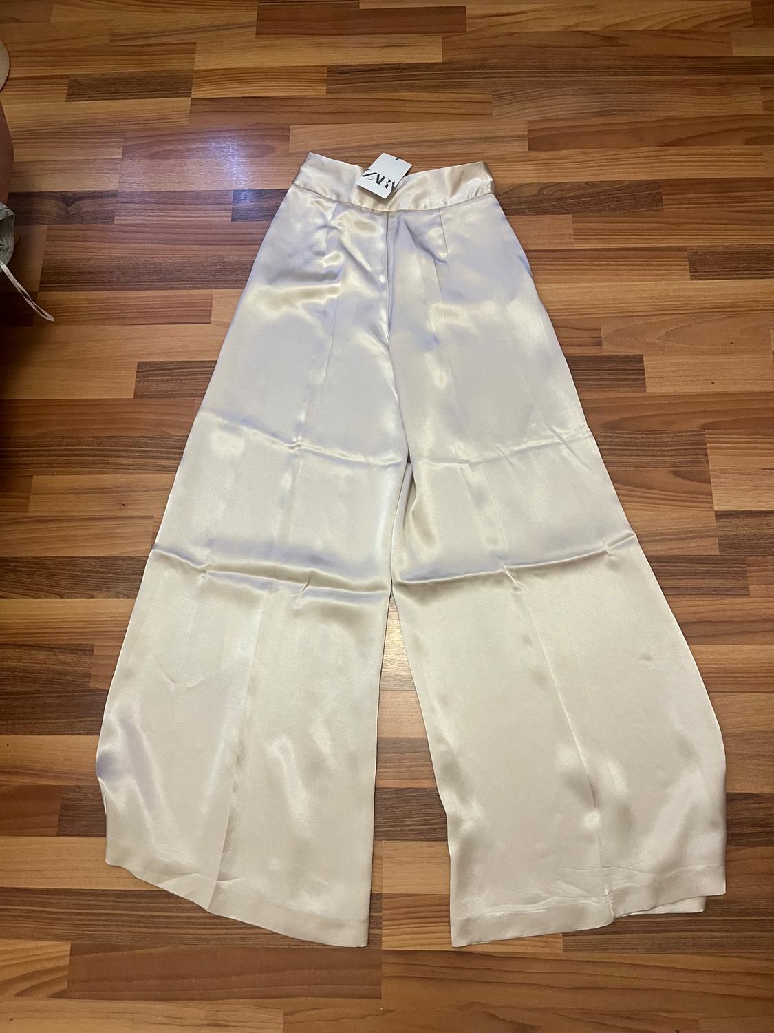 SATIN-FINISH PALAZZO TROUSERS - Image 4