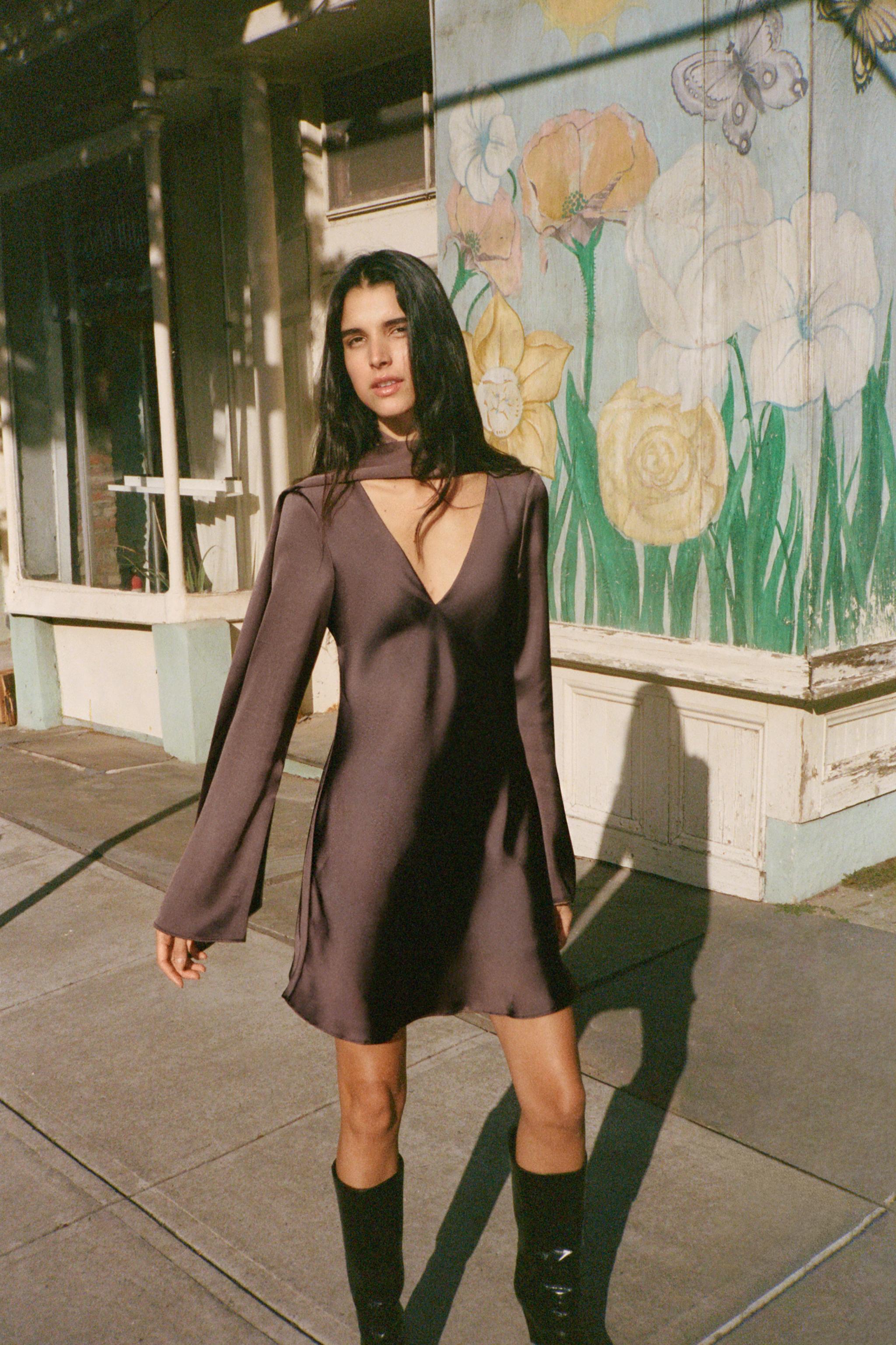 ファルダ サテンワンピース - チョコレート | ZARA Japan / 日本