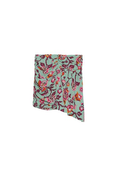 FLORAL DRAPED MINI SKIRT