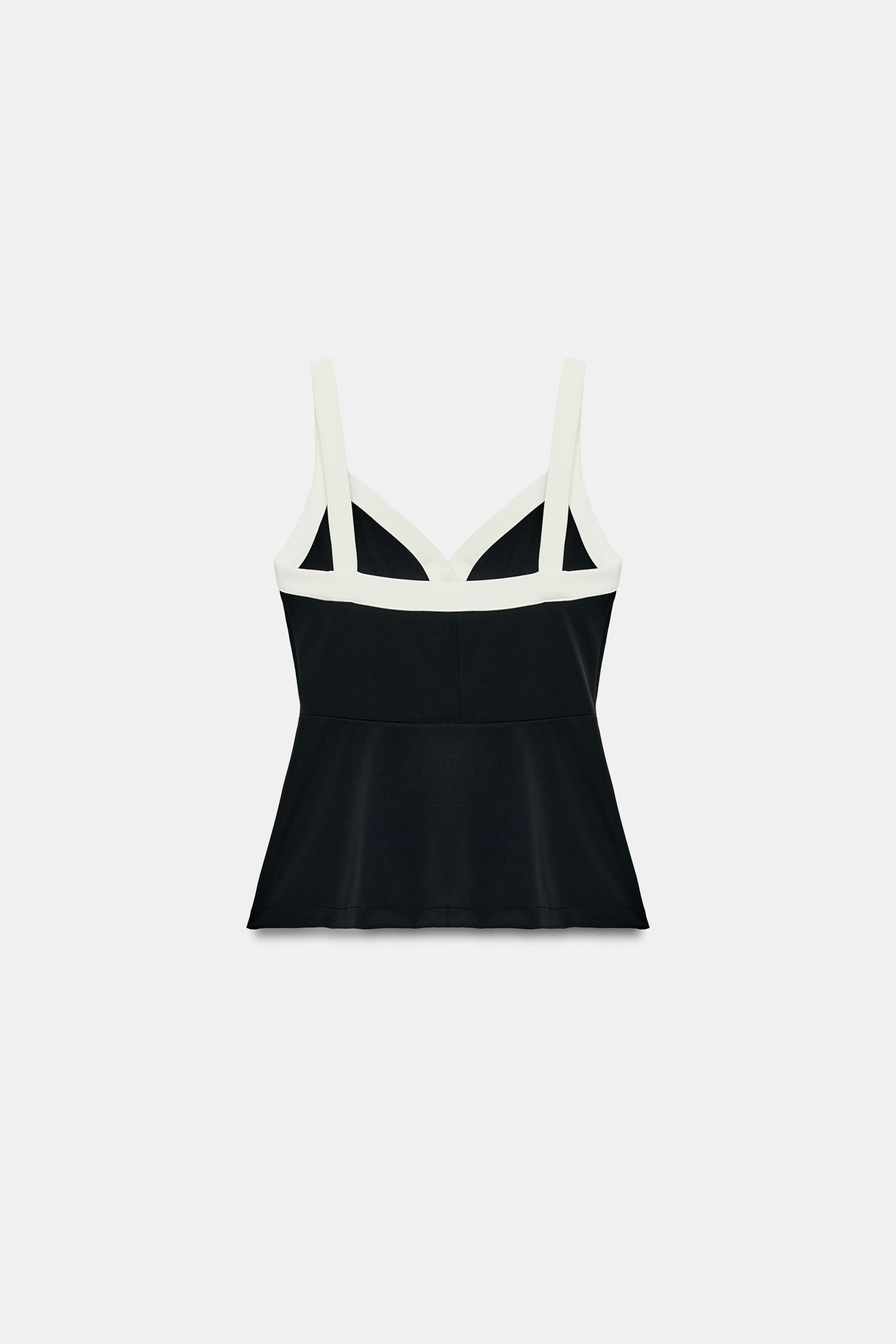 Женские топы Zara CONTRAST BUTTON TOP — фото 6