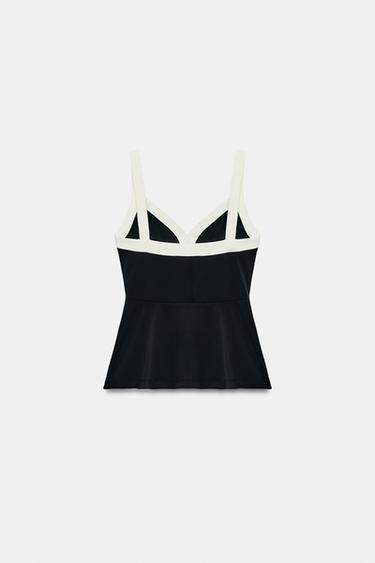 TOP À BOUTONS CONTRASTE - Noir de Zara - Image 6