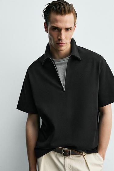 POLO RELAXED FIT À ZIP - Noir de Zara - Image 4
