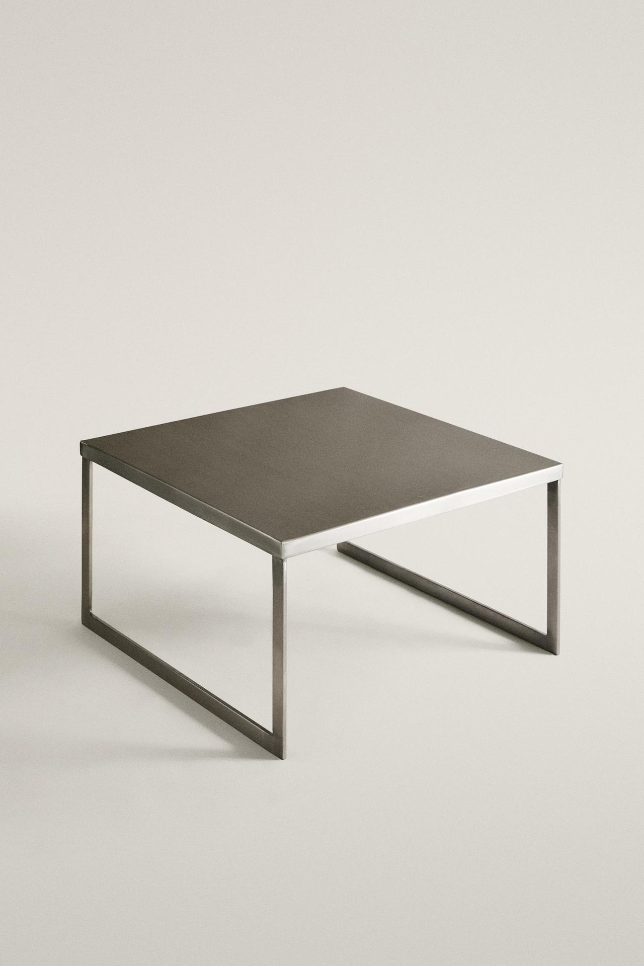 SQUARE STAINLESS STEEL SIDE TABLE — Silver