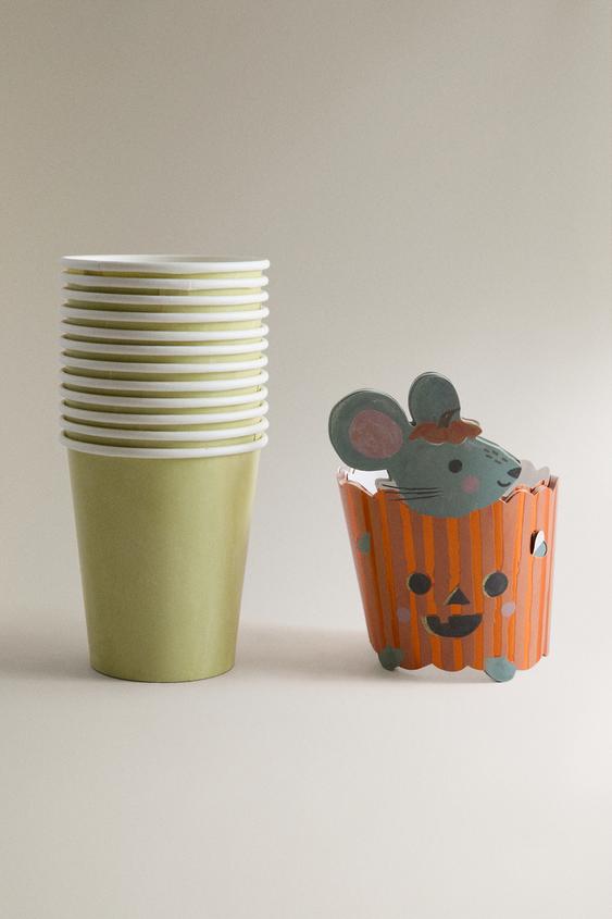 SET GLAS UND PAPIERHÜLLEN FÜR KINDER HALLOWEEN KÜRBIS (SET MIT 12) - Bunt von Zara - Bild 0