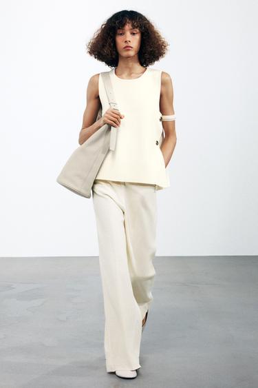 Zara BUTTONED KNIT VEST - Ecru - Image 0