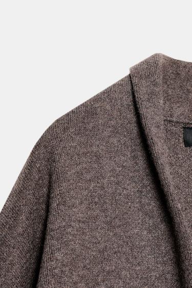 LONG KNIT COAT - Brown / Taupe by Zara - Image 3