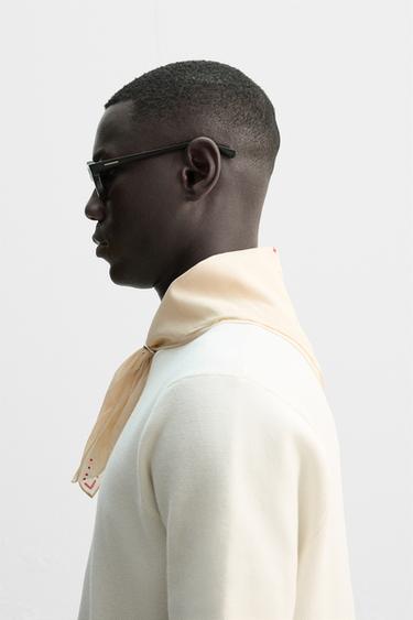 Zara GEOMETRIC PRINT BANDANA - Ecru - Image 0