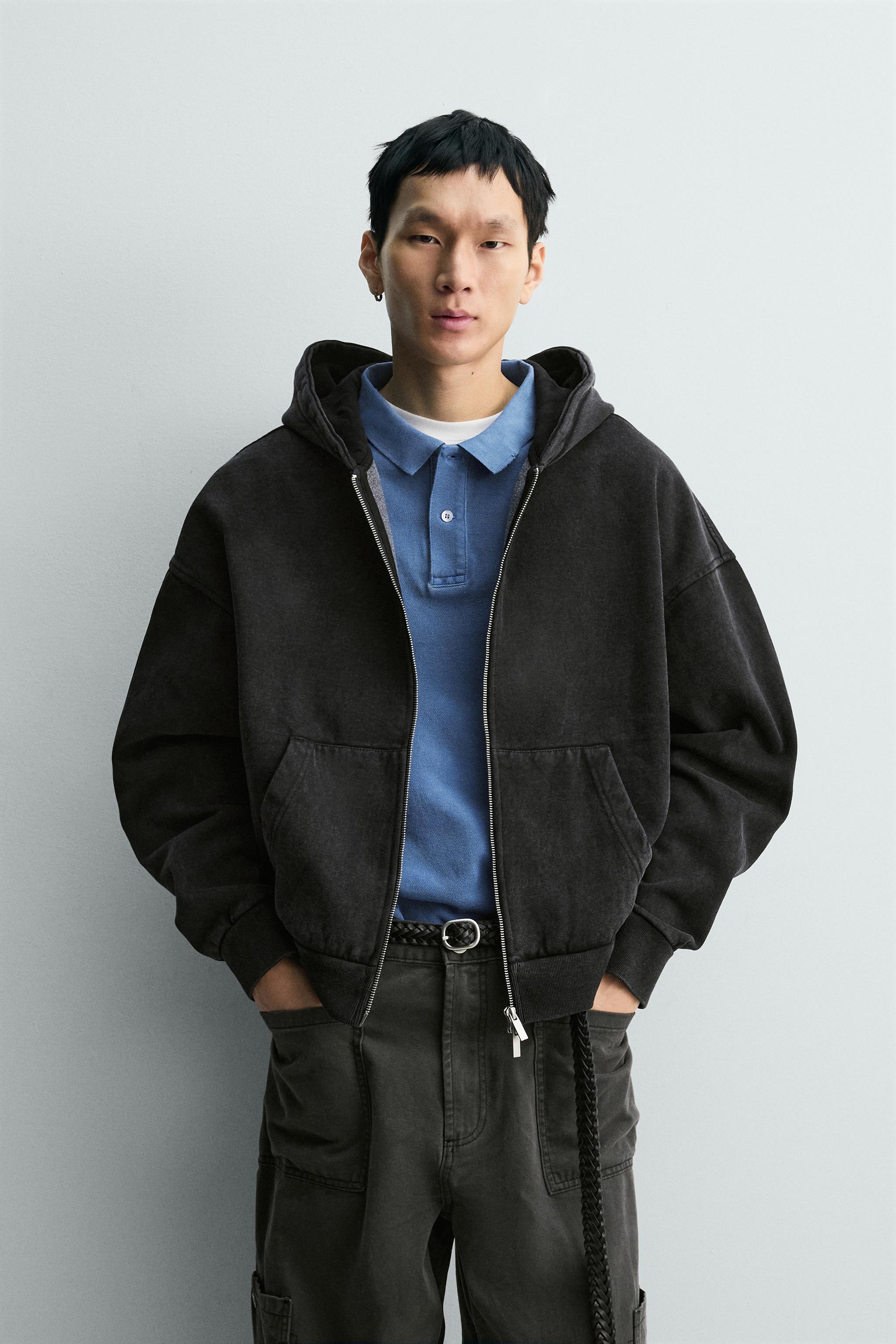 ウォッシュドジップアップフーディ - グレイッシュ | ZARA Japan / 日本