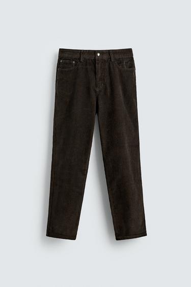 REGULAR FIT CORDUROY TROUSERS - Brown by Zara