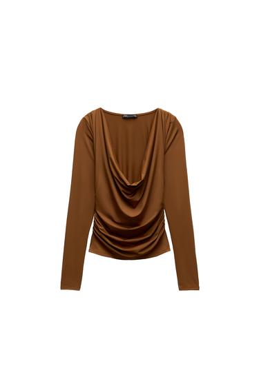 POLYAMIDE DRAPED TOP