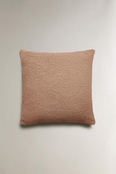 Zara WAFFLE-KNIT THROW PILLOW COVER - Chalk pink