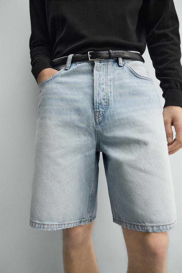 ZARA STRAIGHT-LEG DENIM BERMUDA SHORTS